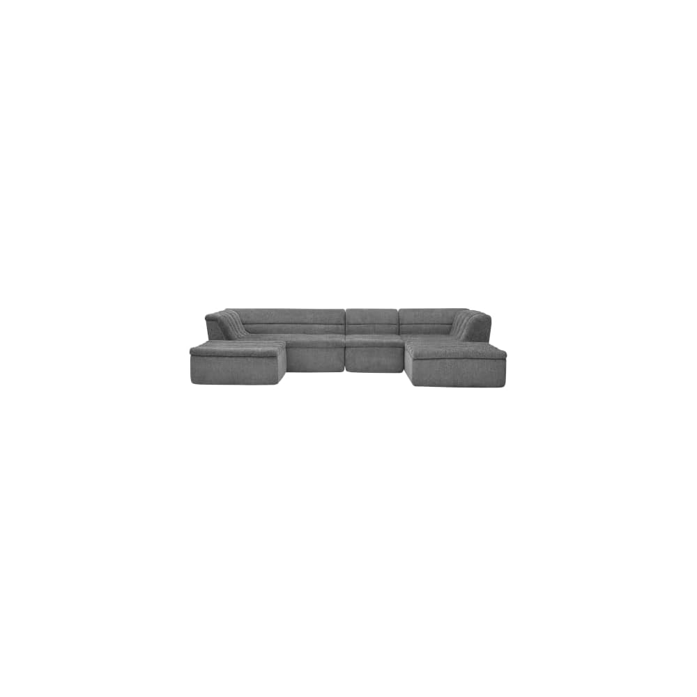 135" Oversized Compressed Sectional Boneless Sofa, Chenille Upholstered U-Shaped Foam Cloud Couch with 4 PCS, Upholstered Boneless Modular Sleeper Couch Lounger, No Assembly