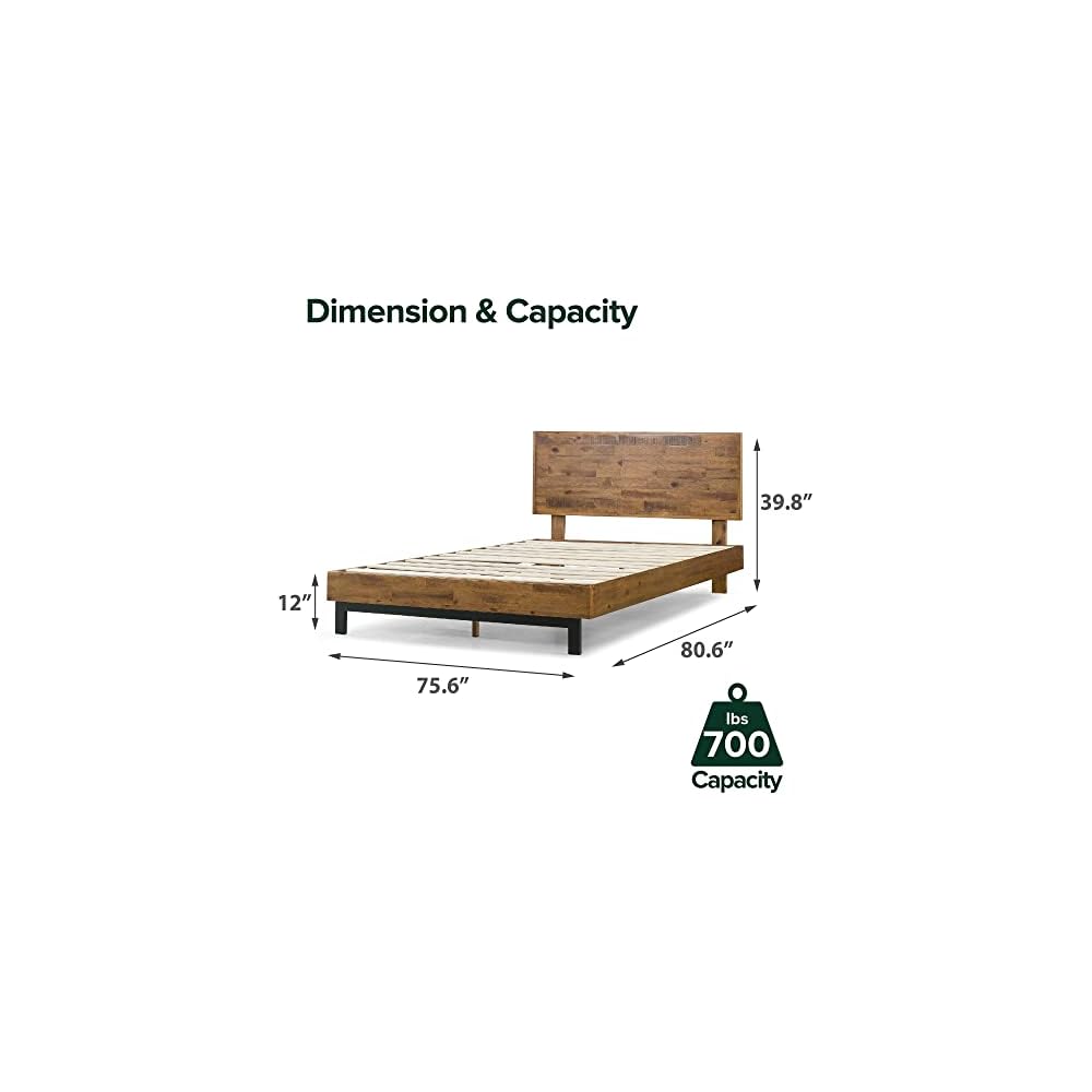 Zinus Tricia Wood Platform Bed Frame with Adjustable Headboard/Wood Slat Support with No Box Spring Needed/Easy Assembly, King