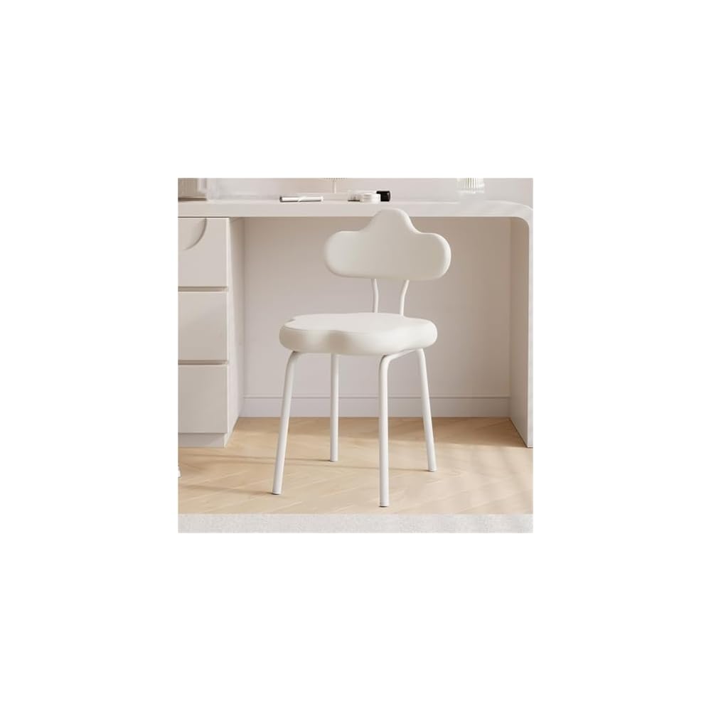 Cute Makeup Chair with Backrest - Stylish Vanity Stool for Small Spaces, Decorative Leisure Chair for Living Room & Dining Room (Non-Rotatable)