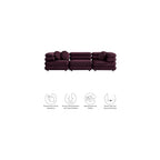 Modway Jubilee Performance Velvet 3 Piece Sectional Sofa in Mulberry