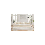 KEIKI 130" Oversized Velvet Modular Sectional Sofa with High-Density Foam Cushion and Bolstered Armrests, Upholstered Modern Style 3-Seater Cloud Couch with 5 Pillow, for Apartment, Living Room, Cream