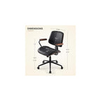 Mid-Century Modern Home Office Desk Chair with Wood Armrests, Black