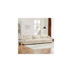 KEIKI 130" Oversized Velvet Modular Sectional Sofa with High-Density Foam Cushion and Bolstered Armrests, Upholstered Modern Style 3-Seater Cloud Couch with 5 Pillow, for Apartment, Living Room, Cream