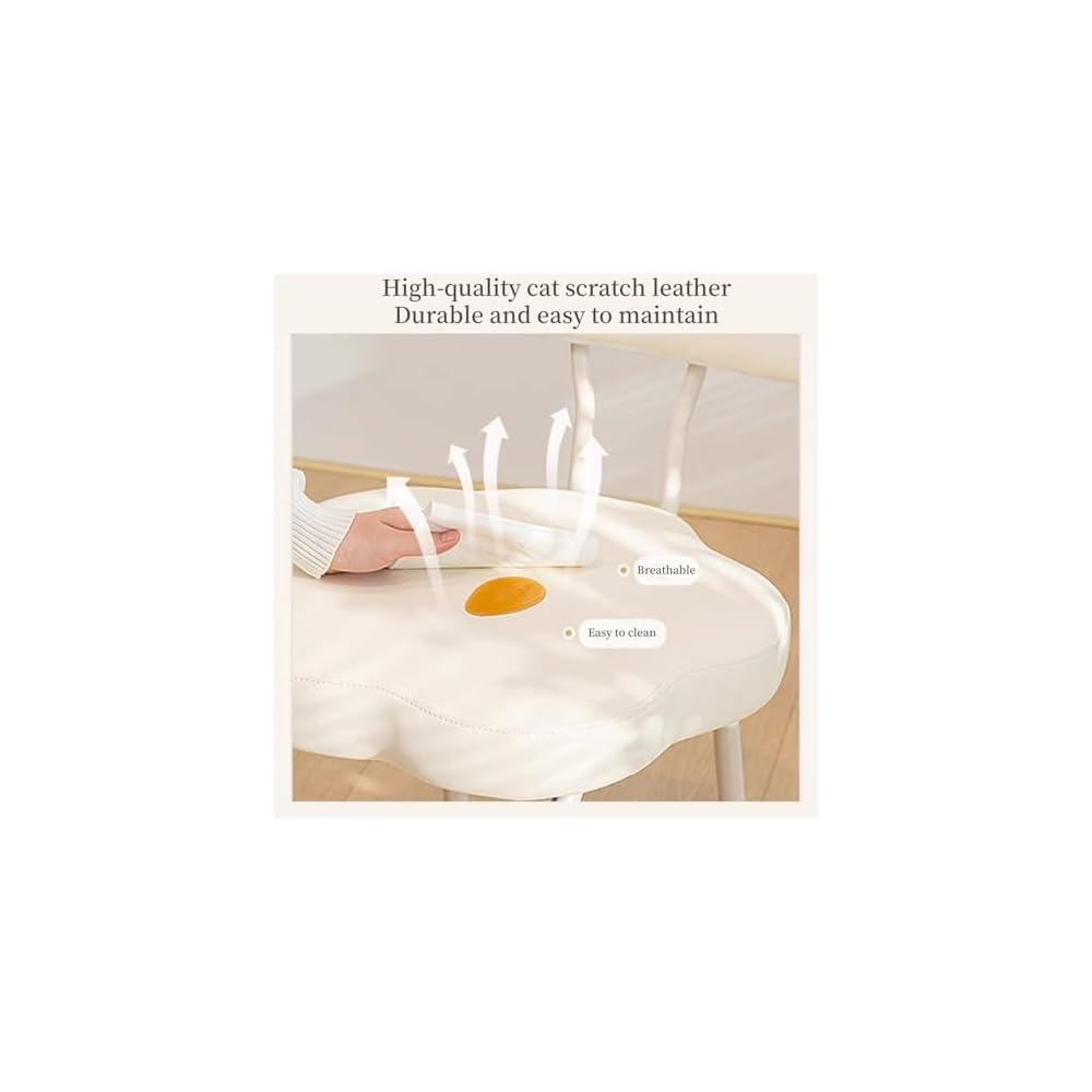 Cute Makeup Chair with Backrest - Stylish Vanity Stool for Small Spaces, Decorative Leisure Chair for Living Room & Dining Room (Non-Rotatable)