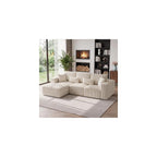 110 Inch Modular Sectional Sofa, L-Shaped Corduroy Boneless Couch with Chaise, Modern Deep Seat Sofa Upholstered Cloud Couches for Living Room, Bedroom, Apartment, Small Space, Beige