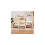 Tan Sectional Modular Sofa Cloud Couch, 105" Modern Convertible L-Shape Sofa Deep 3-Seater Soft Chenille Comfy Upholstered with Removeable Ottoman Set and Removable Cushions for Living Room