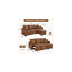 JEEOHEY Sectional Sleeper Sofa with Pull Out Bed,71" W L Shaped Couch Bed with Reversible Storage Chaise,Modern Convertible Sofa Beds with Tufted Design for Living Room,Bedroom(Foild Fabric,Brwon)
