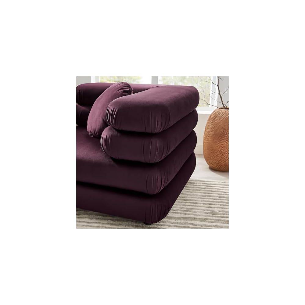 Modway Jubilee Performance Velvet 3 Piece Sectional Sofa in Mulberry