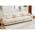 KEIKI 130" Oversized Velvet Modular Sectional Sofa with High-Density Foam Cushion and Bolstered Armrests, Upholstered Modern Style 3-Seater Cloud Couch with 5 Pillow, for Apartment, Living Room, Cream