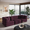 Modway Jubilee Performance Velvet 3 Piece Sectional Sofa in Mulberry