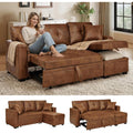 JEEOHEY Sectional Sleeper Sofa with Pull Out Bed,71" W L Shaped Couch Bed with Reversible Storage Chaise,Modern Convertible Sofa Beds with Tufted Design for Living Room,Bedroom(Foild Fabric,Brwon)
