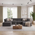 135" Oversized Compressed Sectional Boneless Sofa, Chenille Upholstered U-Shaped Foam Cloud Couch with 4 PCS, Upholstered Boneless Modular Sleeper Couch Lounger, No Assembly